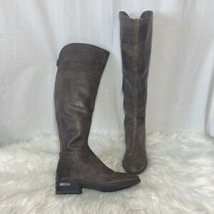 Vince Camuto Pedra Grey Leather Over The Knee Riding Boots Sz 9